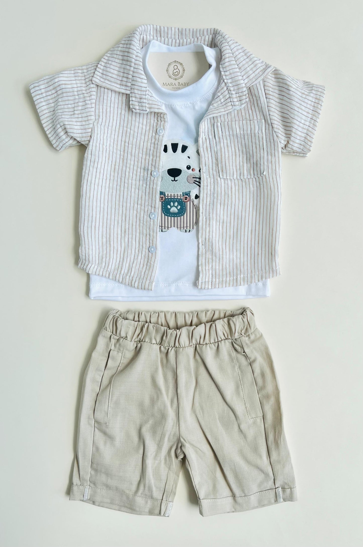 CONJUNTO CEBRITA A RAYAS BEIGE