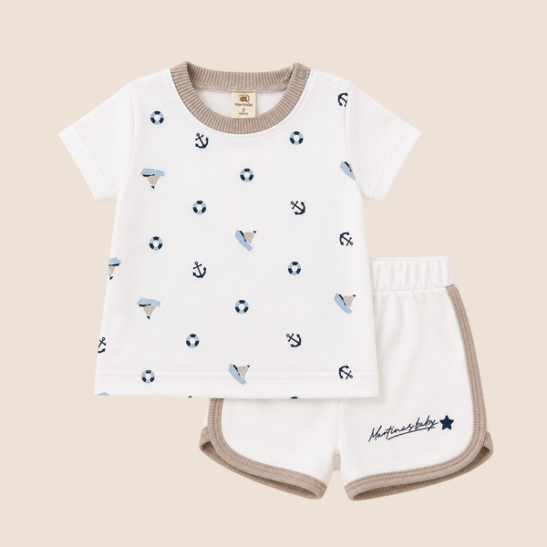 Conjunto 2 Piezas Marinero Bebe Nino Algodón 3M-18M