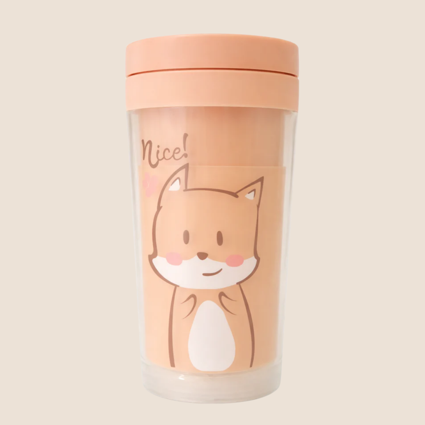 ⭕️VASO TÉRMICO INFANTIL - DISEÑO ZORRITO - COLOR DURAZNO