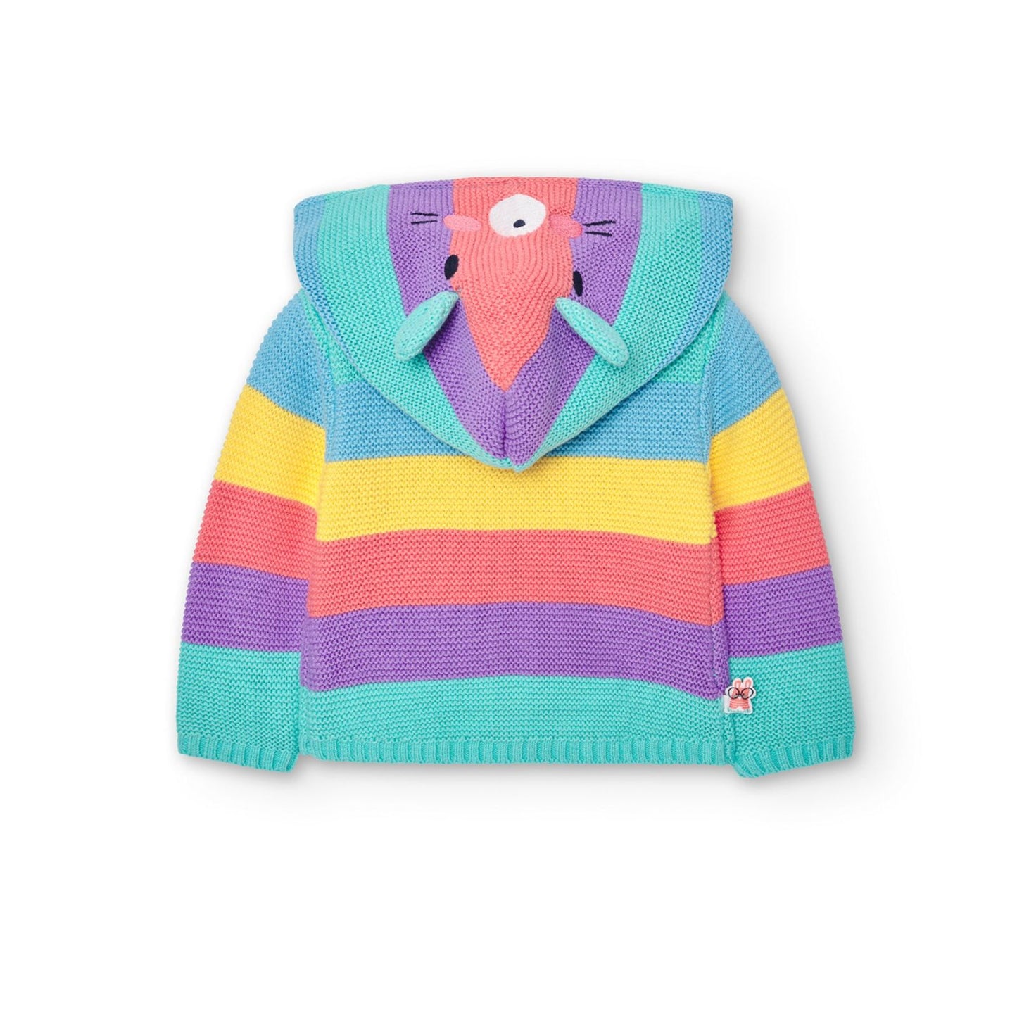CHAQUETA TEJIDA MULTICOLOR CON CAPUCHA ANIMAL BOBOLI