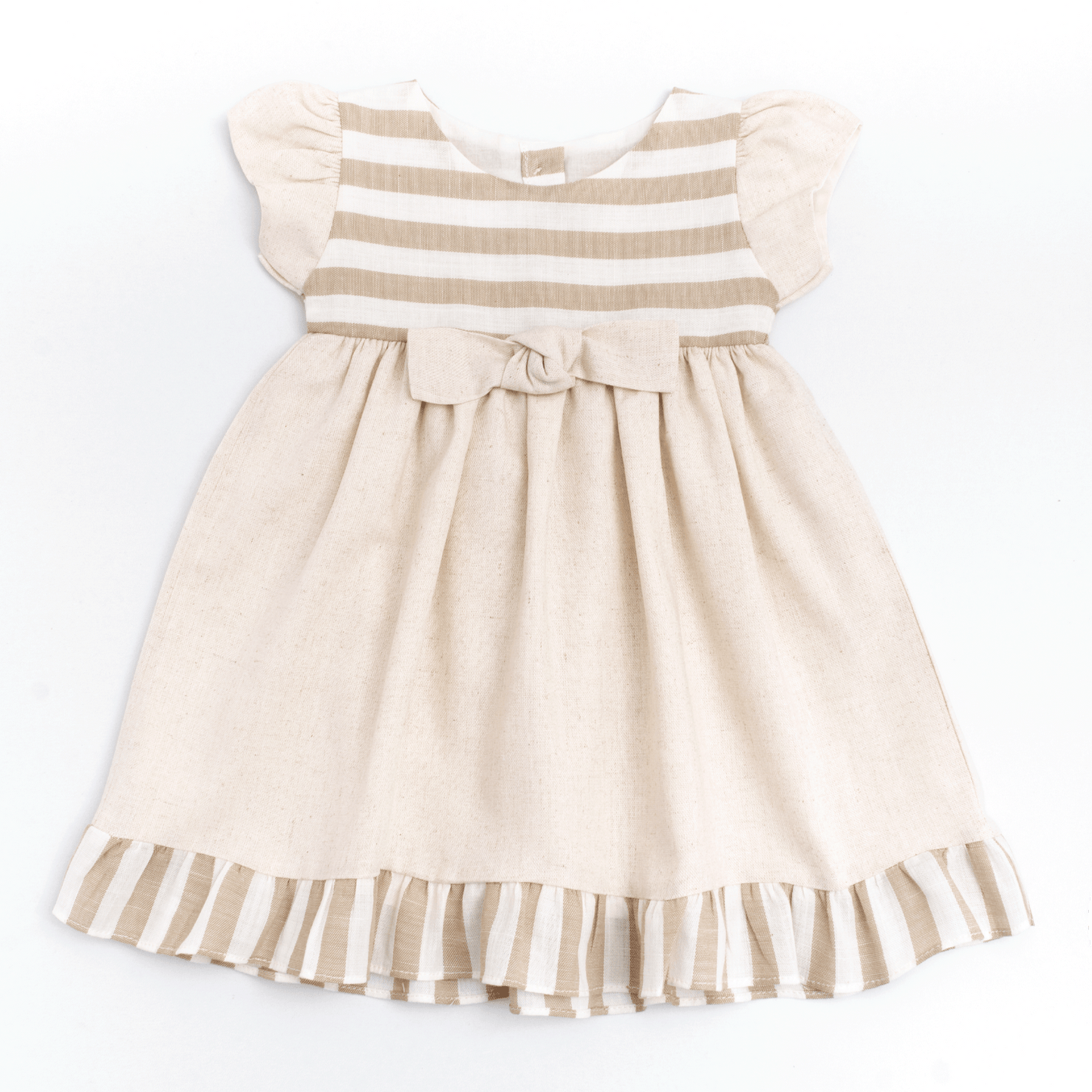 Overol lino a rayas beige