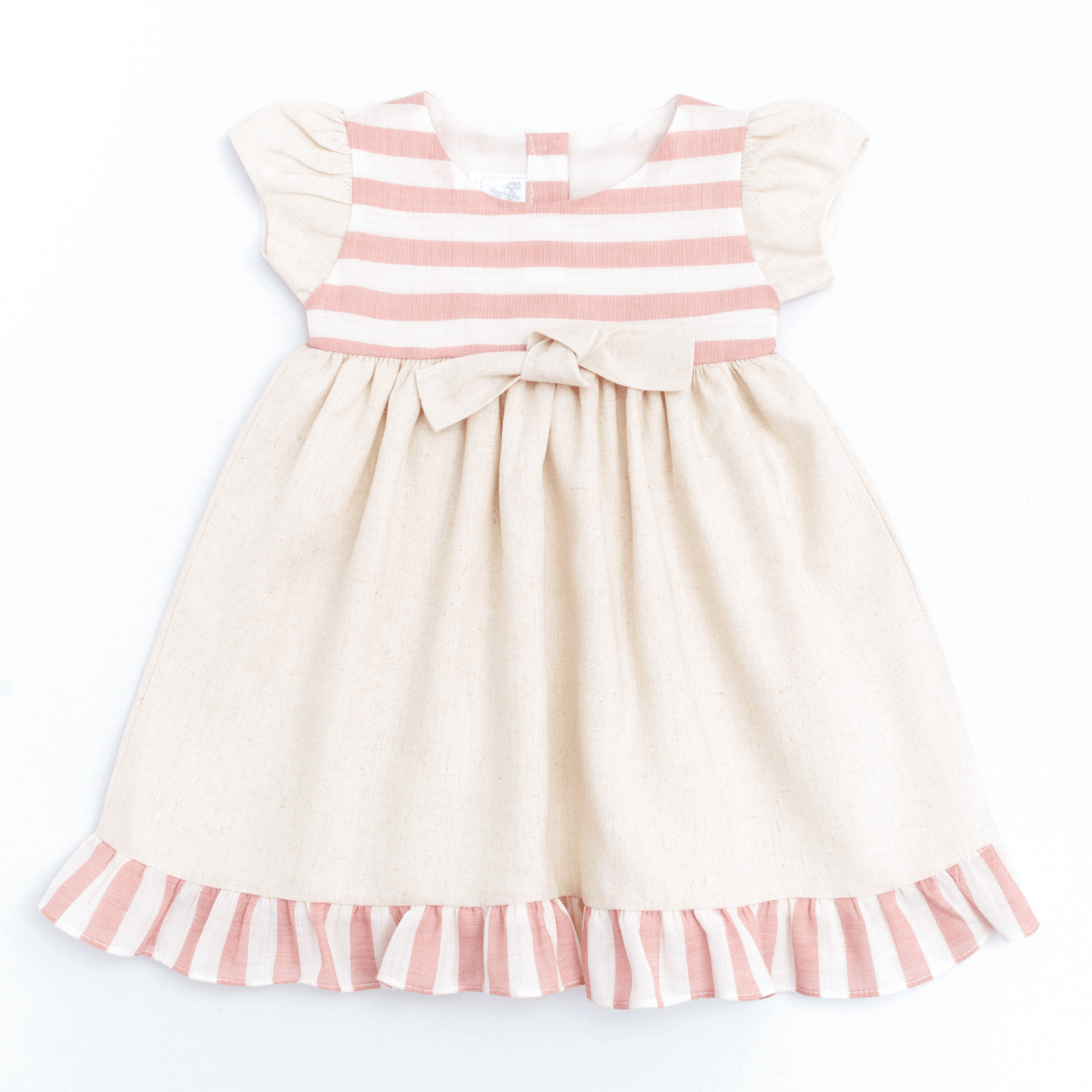 Overol lino a rayas beige