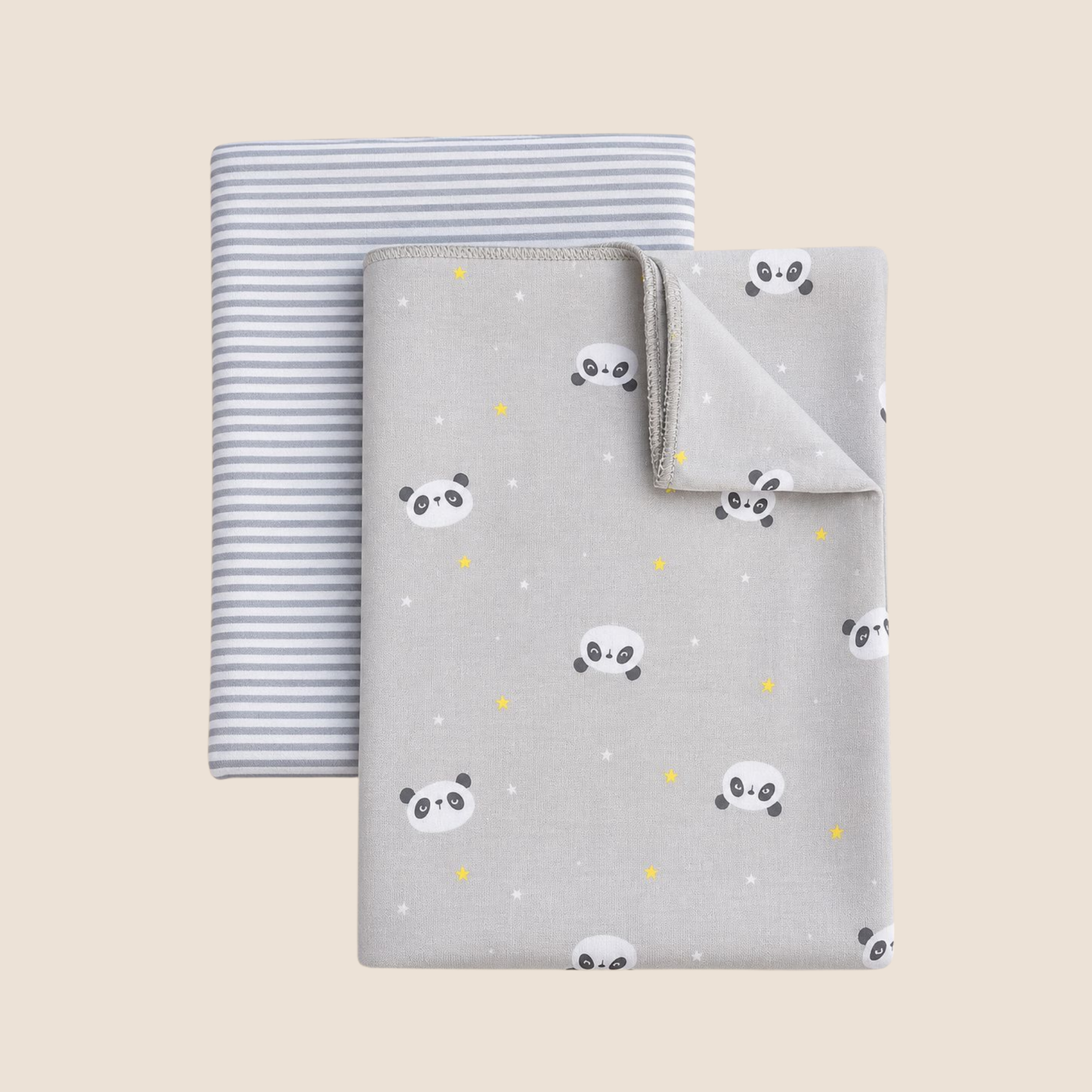 Set Mantas x2 Nubba – Pandas y Rayas Gris