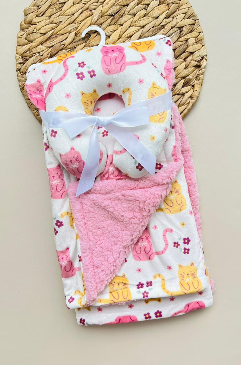 SET COBIJA CON ALMOHADA ANTIVUELCO - DISEÑO GATICOS