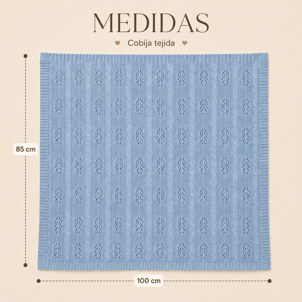 Cobija Tejida para BebΓ© Premium 100 x 85 cm | color azul