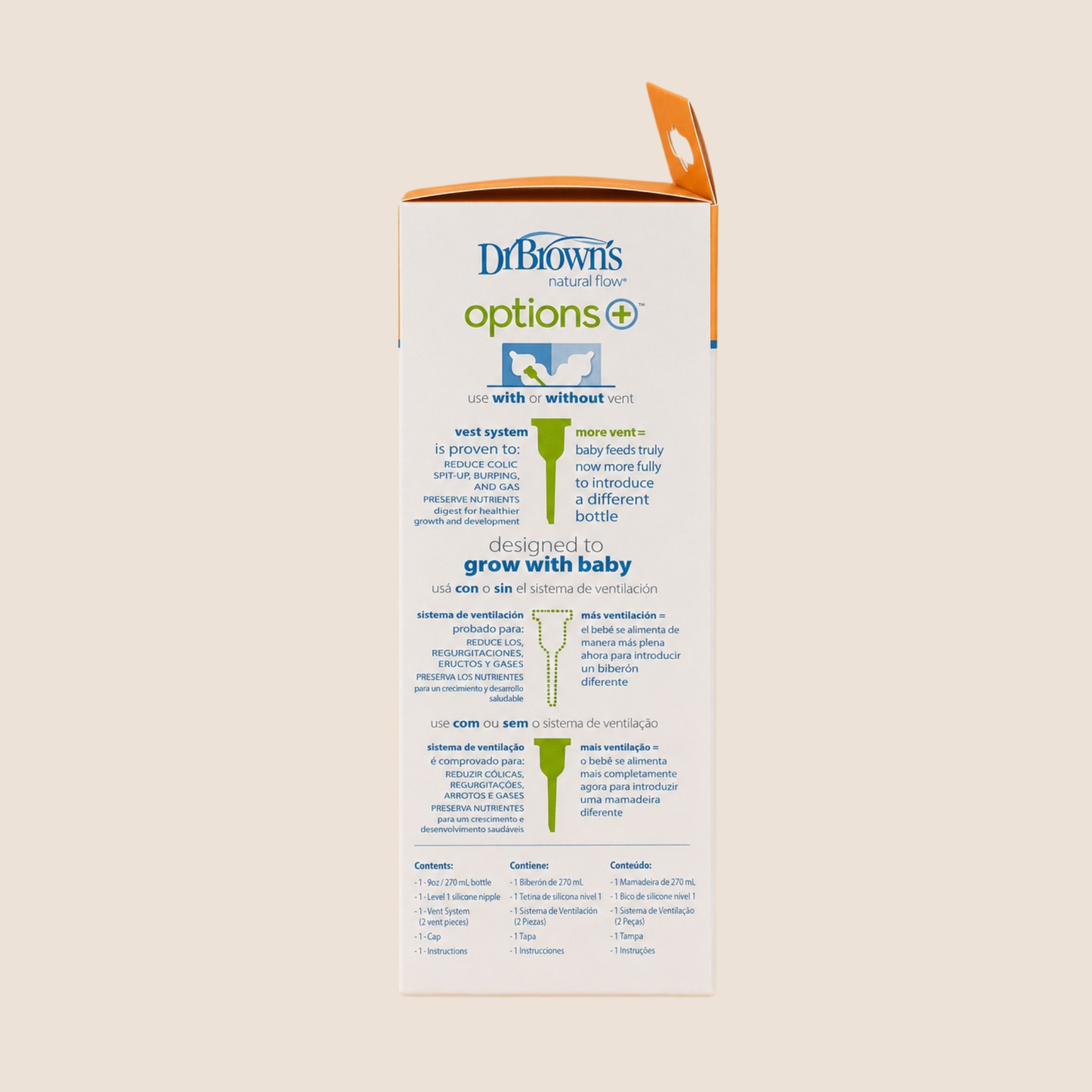 Dr. Brown's Anti-Colic Options+ Biberón Wide-Neck 270ml - Girasoles