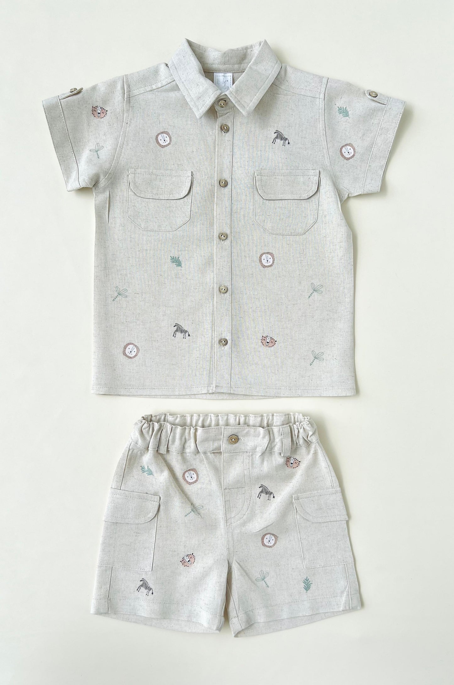 CONJUNTO EN LINO SAFARI BEBÉ FELIZ