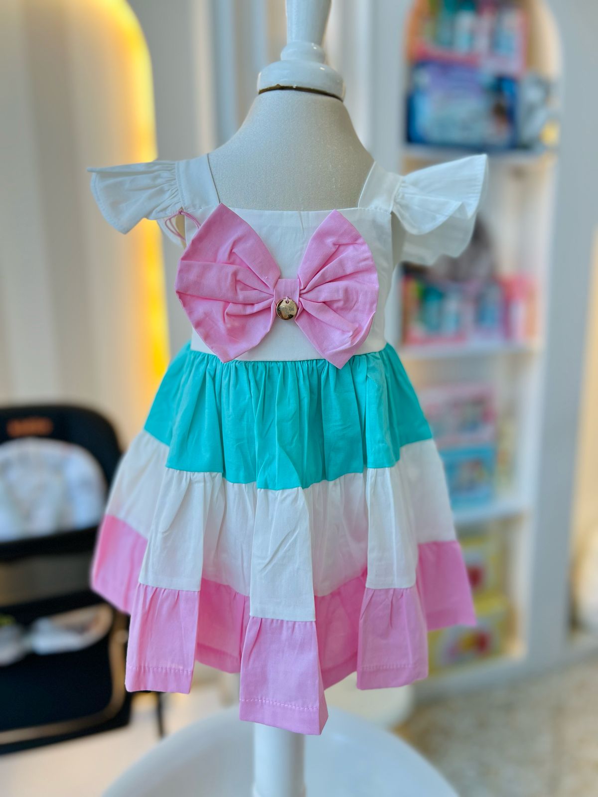 VESTIDO CON MOÑO Y VOLANTES HEIDY KIDS
