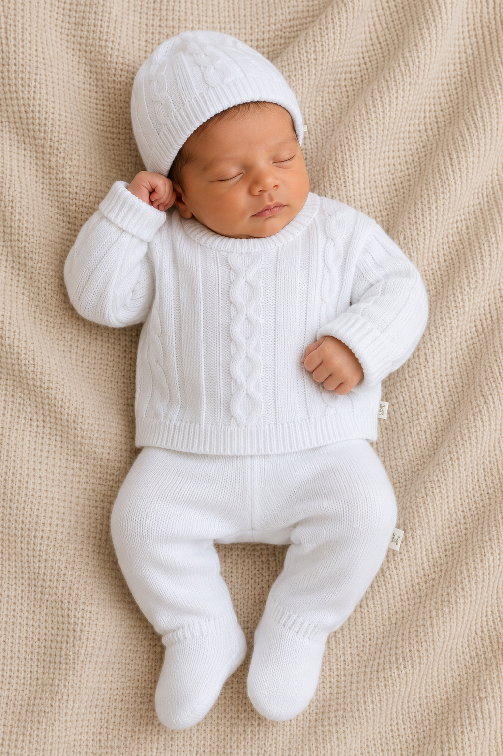 CONJUNTO CLASICO PARA BEBÉ - 4 PIEZAS - COLOR BLANCO