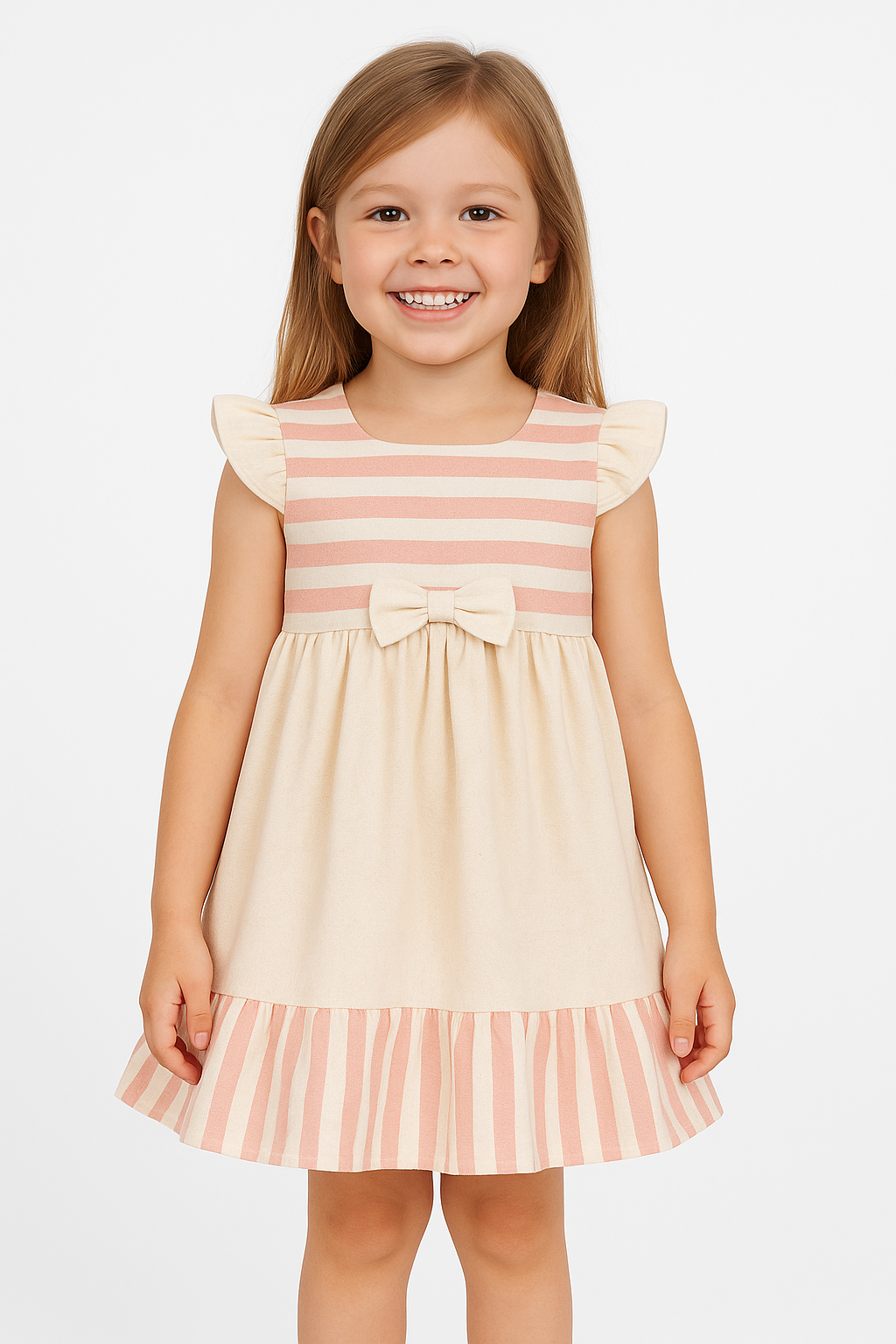 Overol lino a rayas beige