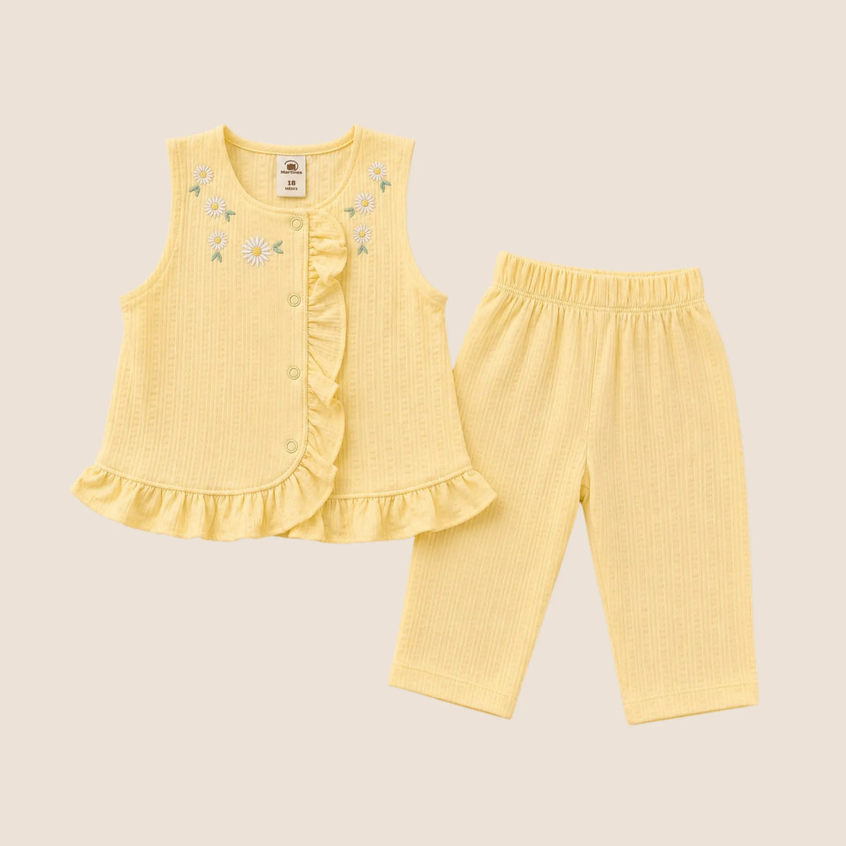 Conjunto 2 Piezas Bebe Nina Margaritas Amarillo