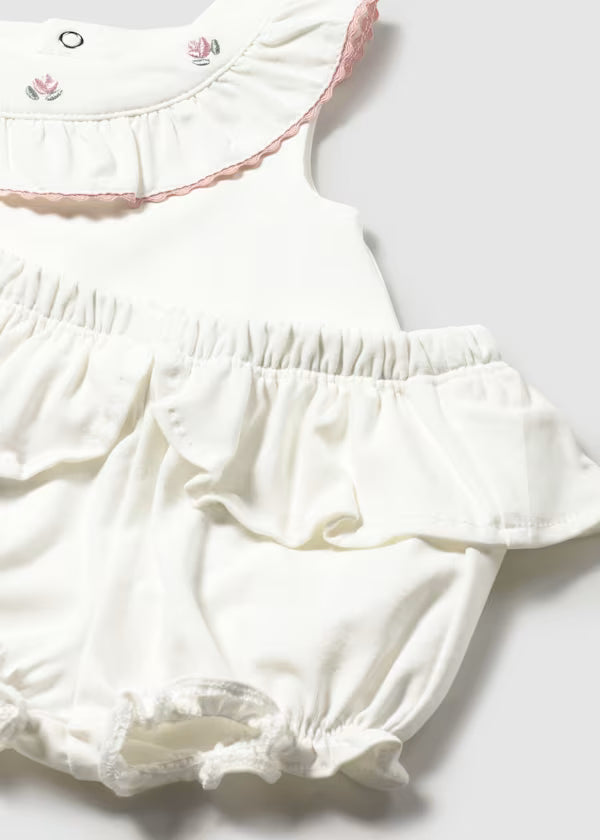 CONJUNTO 4 PIEZAS CUELLO VOLANTE RECIEN NACIDA MAYORAL