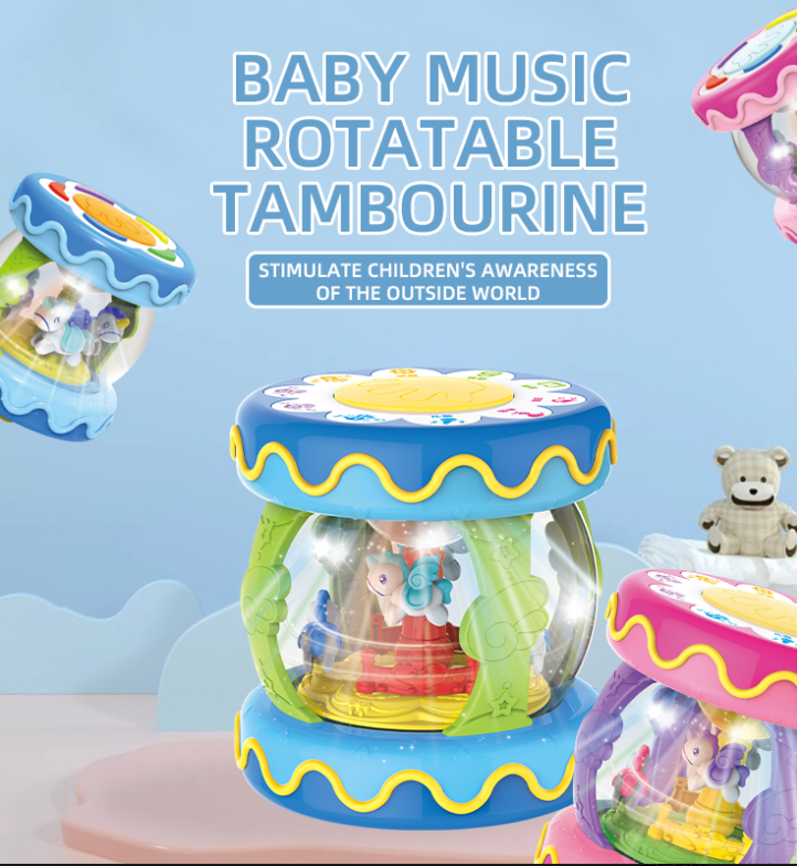Tambor Musical Giratorio para Bebé con Luces y Sonidos rosado