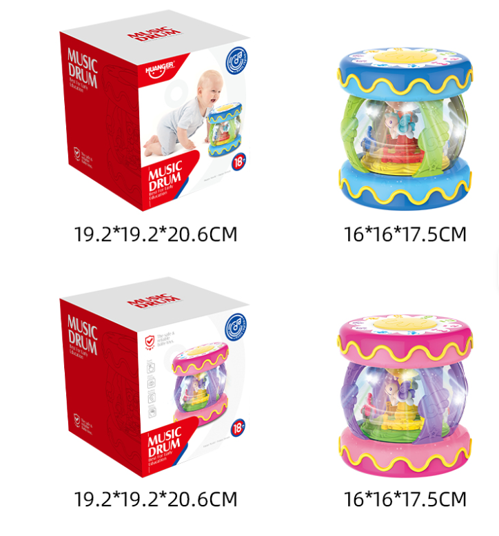 Tambor Musical Giratorio para Bebé con Luces y Sonidos AZUL