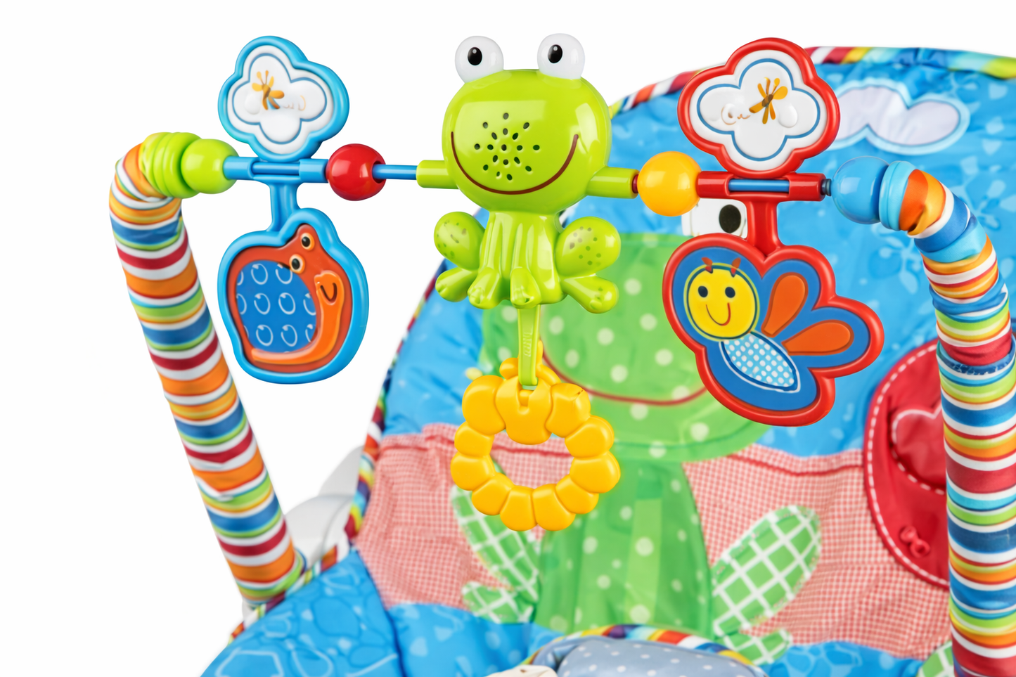 SILLA MECEDORA INFANTIL ROCKER CON JUGUETES COLGANTES Y VIBRACION DISEÑO RANITA