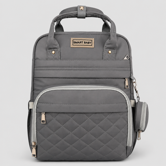 ⚪Pañalera Mochila Smart Baby Gris – Bolso Maternal Elegante y Funcional