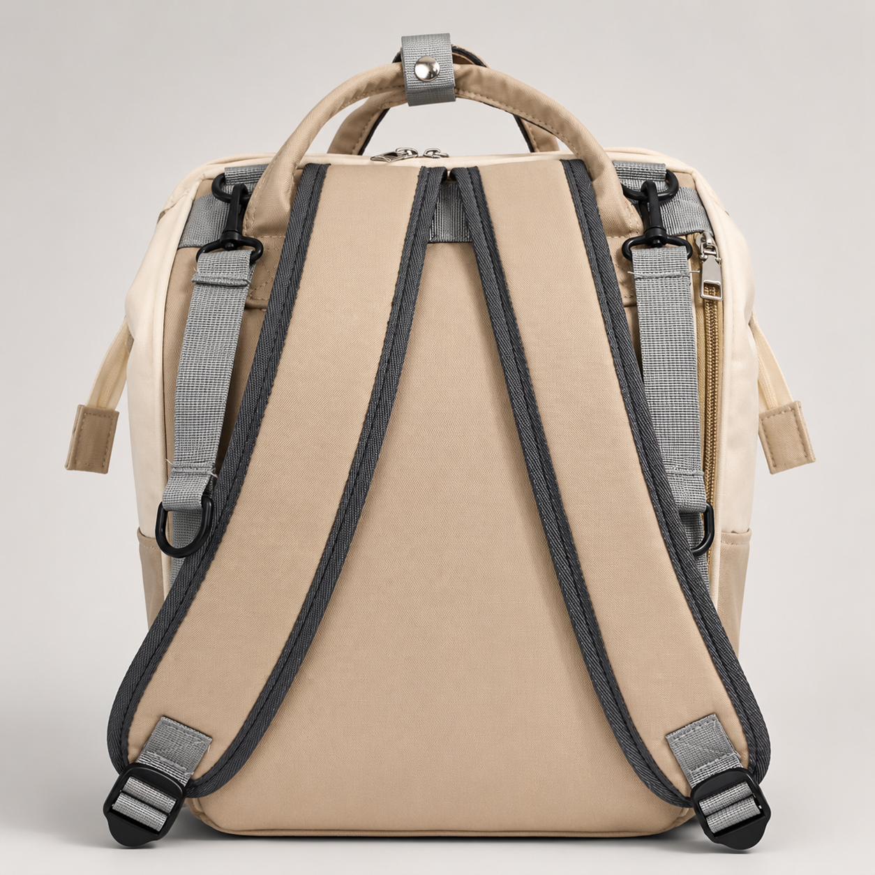 Pañalera Mochila Fashion Beige — Multifuncional con Correas Ergonómicas