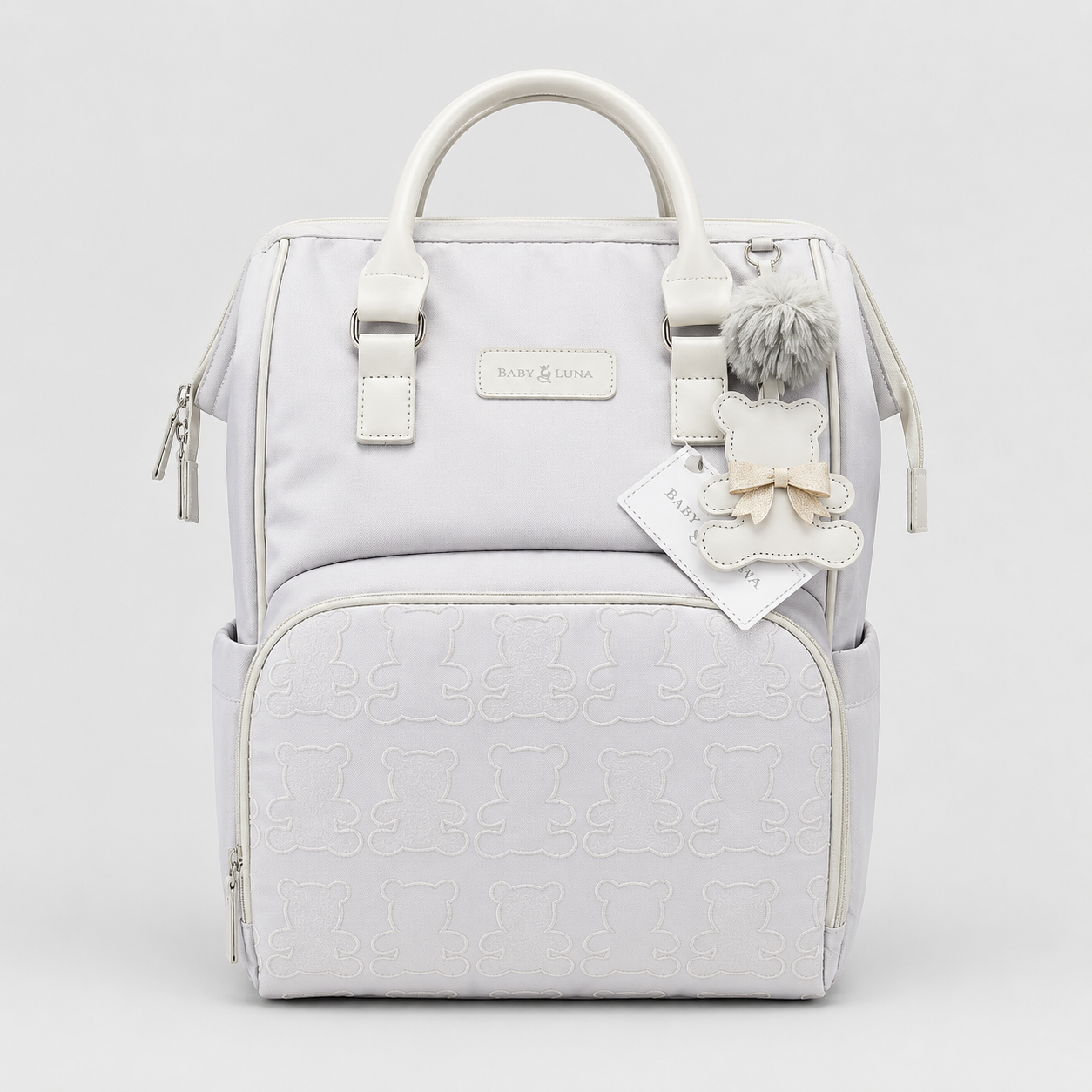 ⚪PAÑALERA MOCHILA TEDDY BABYLUNA GRIS