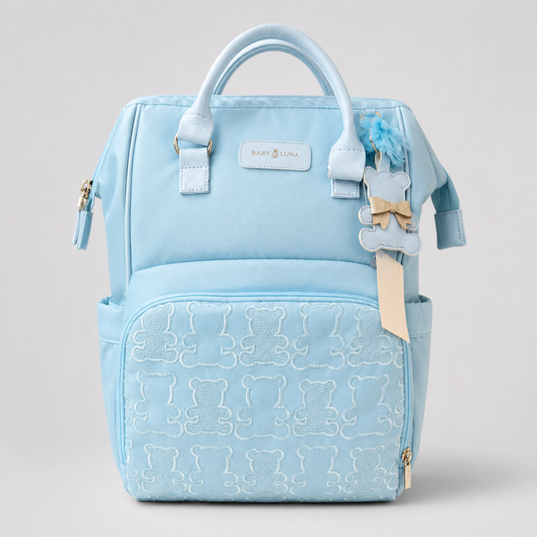 ⚪PAÑALERA MOCHILA TEDDY BABYLUNA AZUL