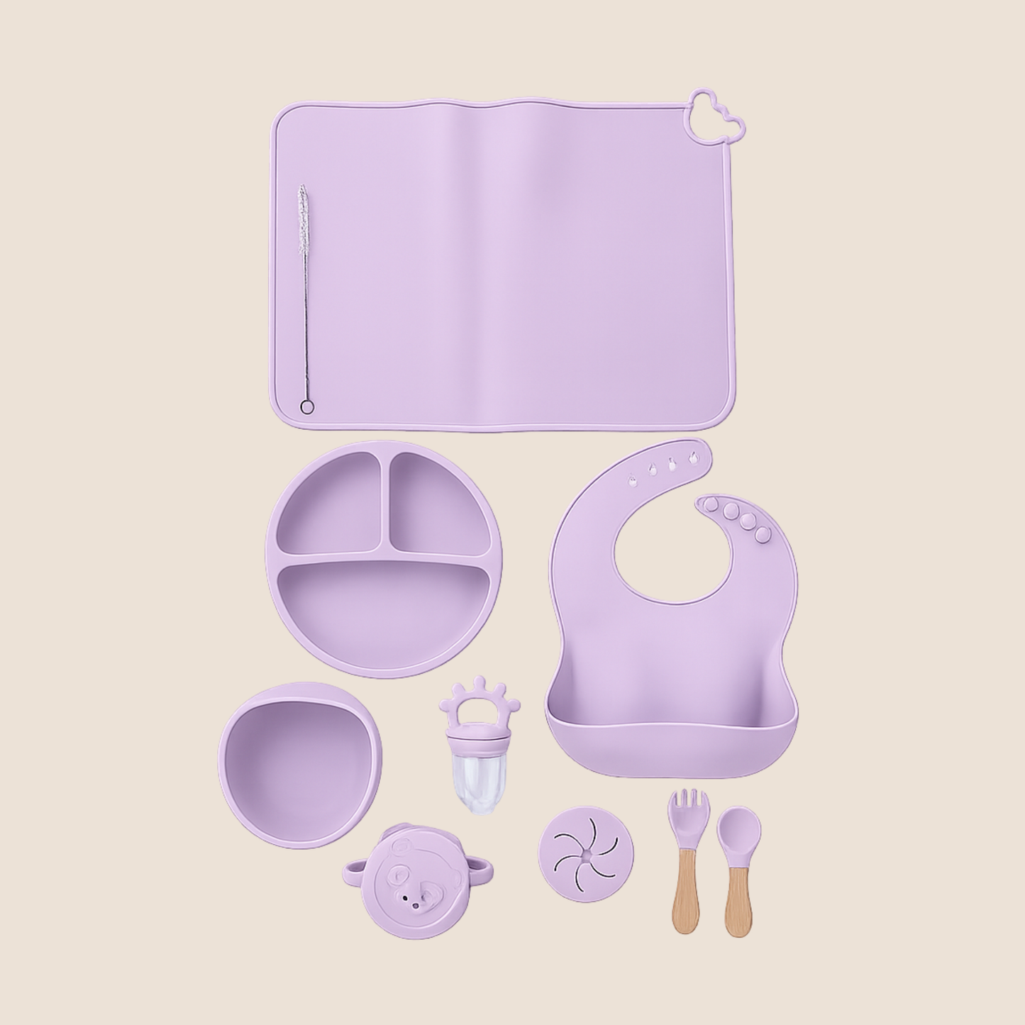 Set de Alimentación Complementaria 9 Piezas Morado