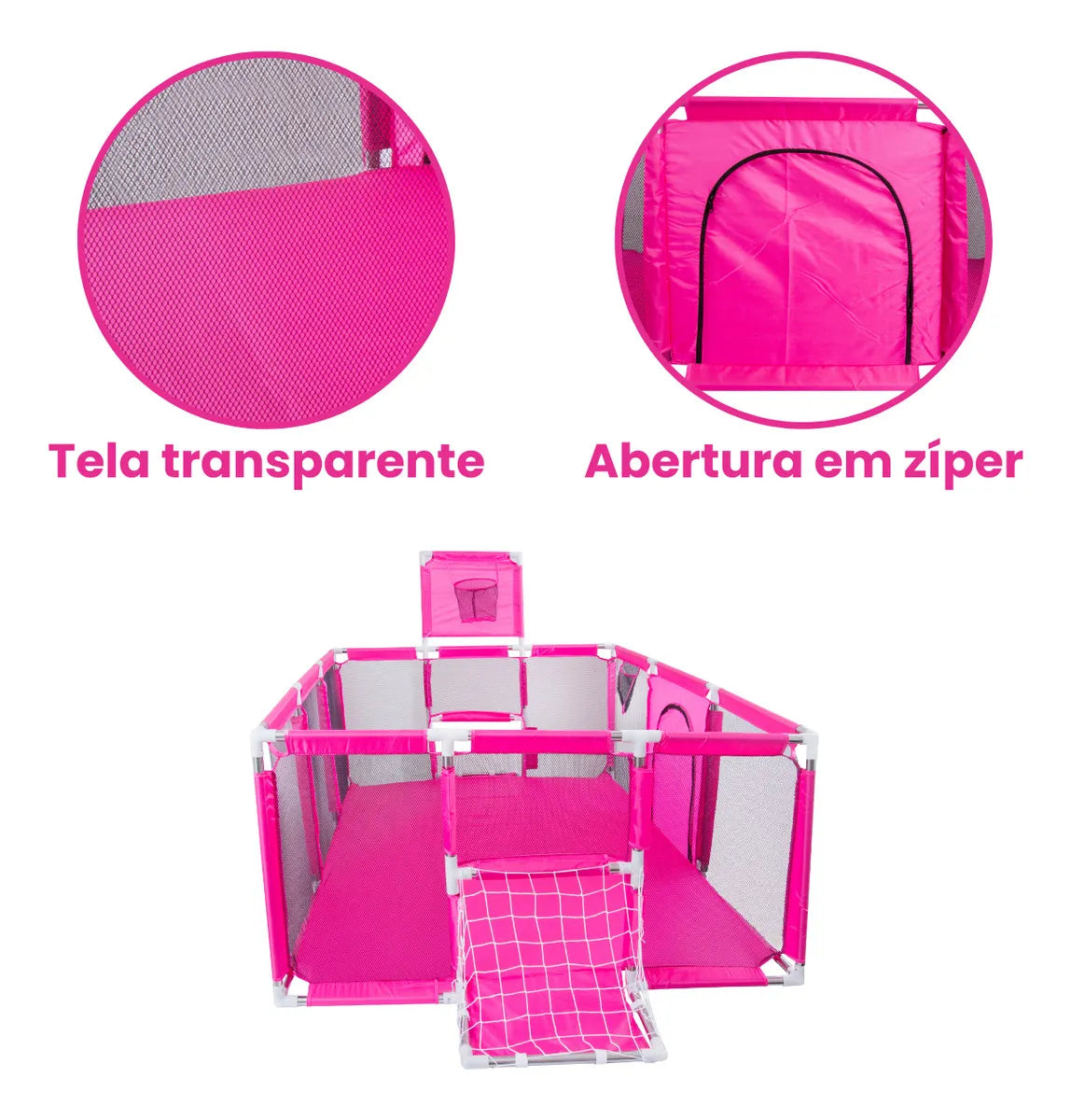 CORRAL DE JUEGOS CON PELOTAS FUCSIA