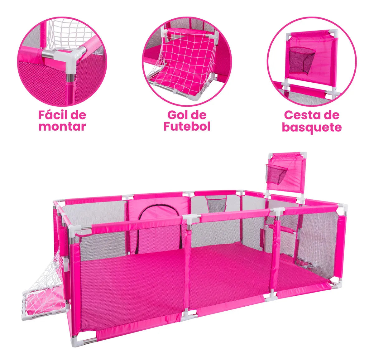 CORRAL DE JUEGOS CON PELOTAS FUCSIA