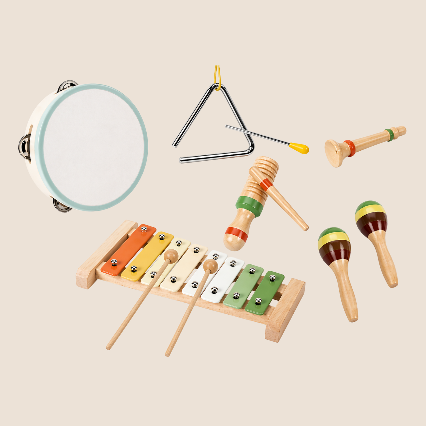 SET MUSICAL INFANTIL DE MADERA 7 EN 1 - ESTIMULACION, DIVERSION Y APRENDIZAJE
