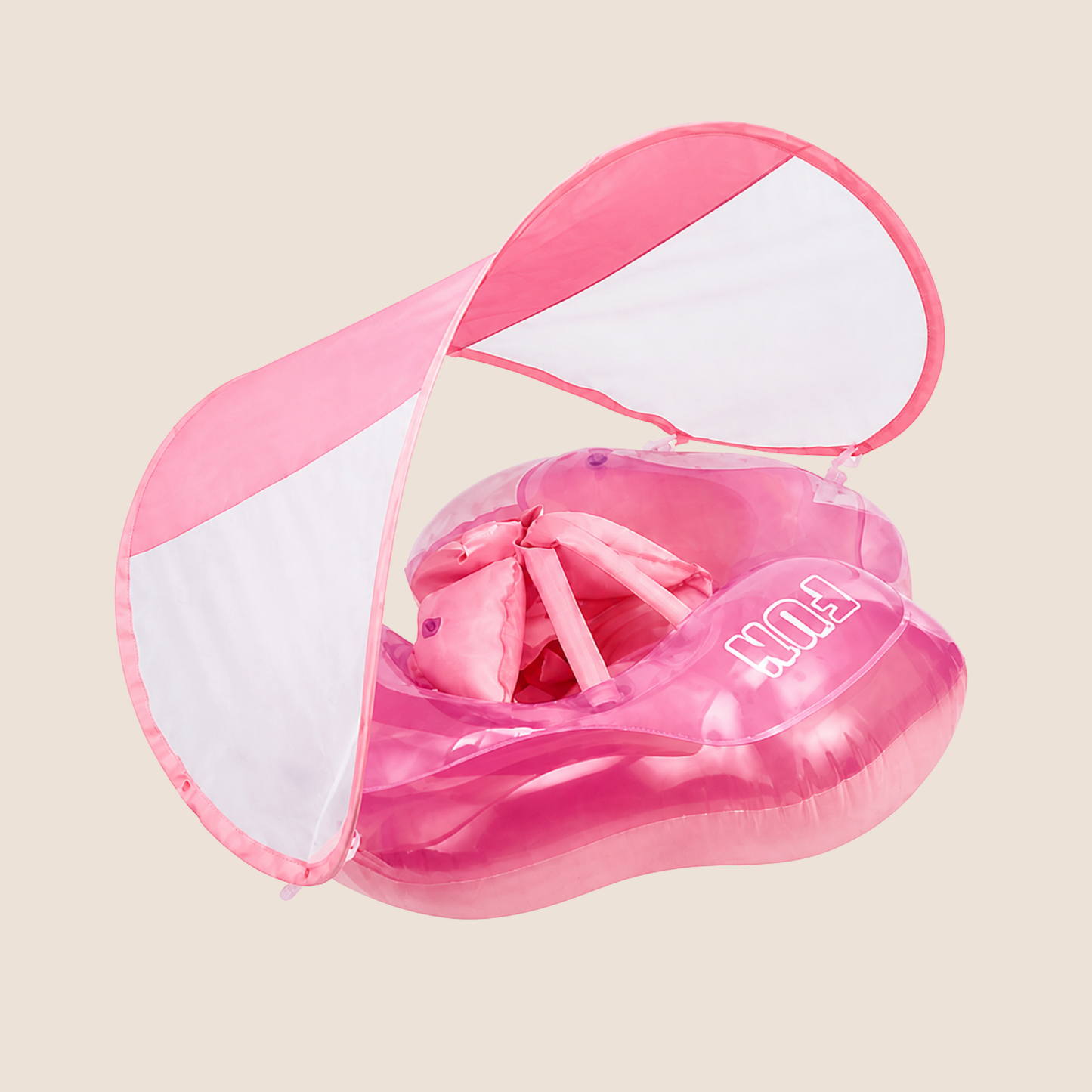 FLOTADOR INFLABLE PARA BEBΓ CON PROTECTOR PARA SOL - ROSADO
