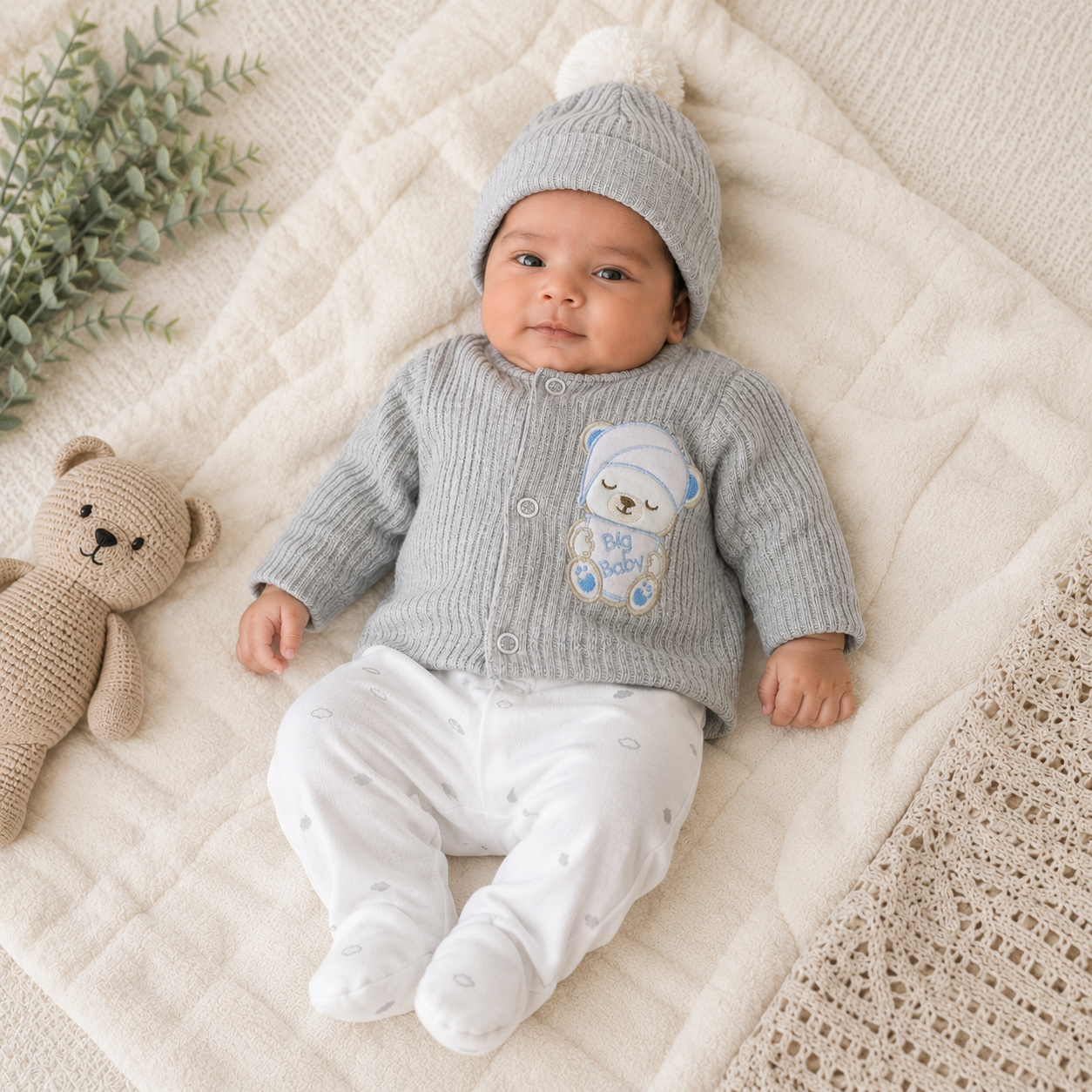 Ajuar Recién Nacido Osito Gris 8 Piezas | Mara Baby