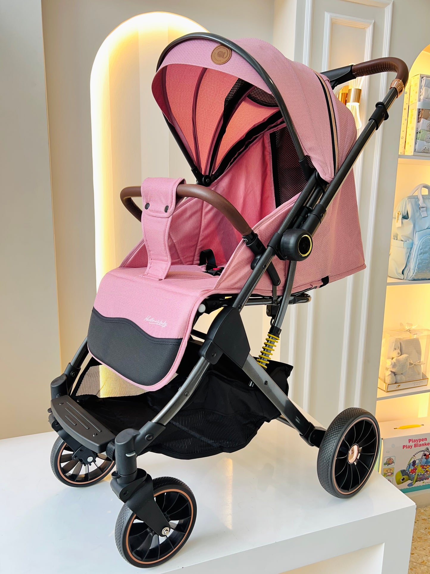 COCHE PASEADOR PLEGABLE MARTIN@S CON PAÑALERA ROSADO