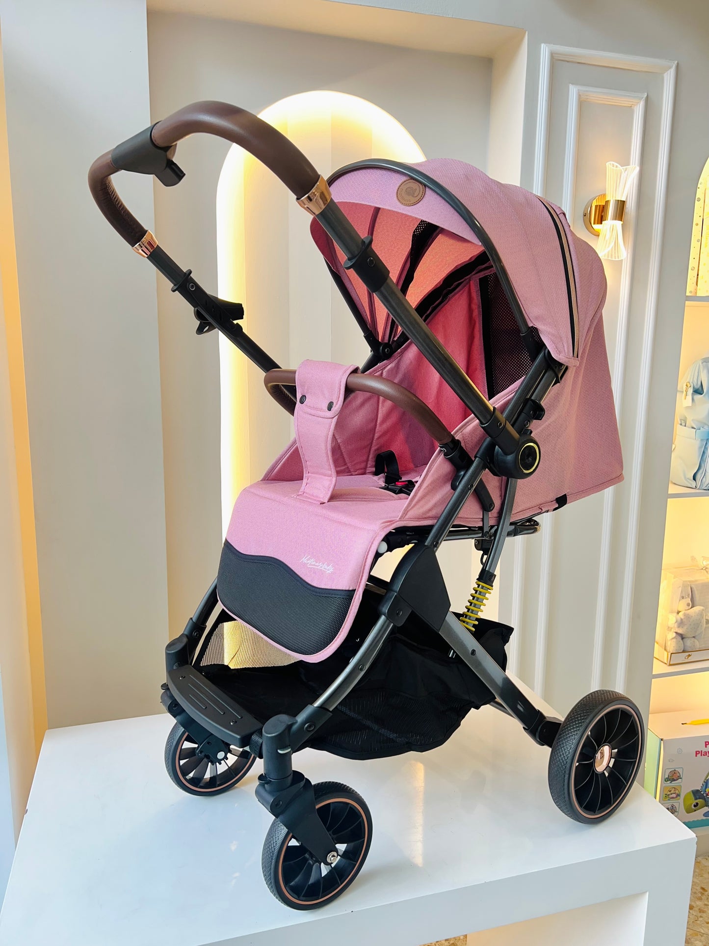 COCHE PASEADOR PLEGABLE MARTIN@S CON PAÑALERA ROSADO