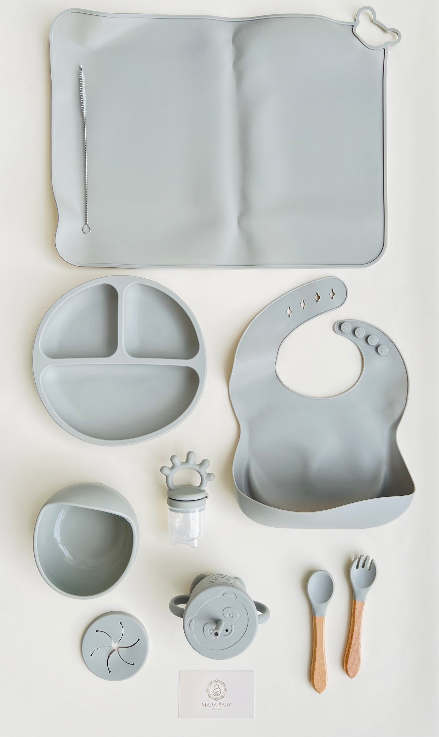 SET DE ALIMENTACIÓN COMPLEMENTARIA 9 PIEZAS GRIS