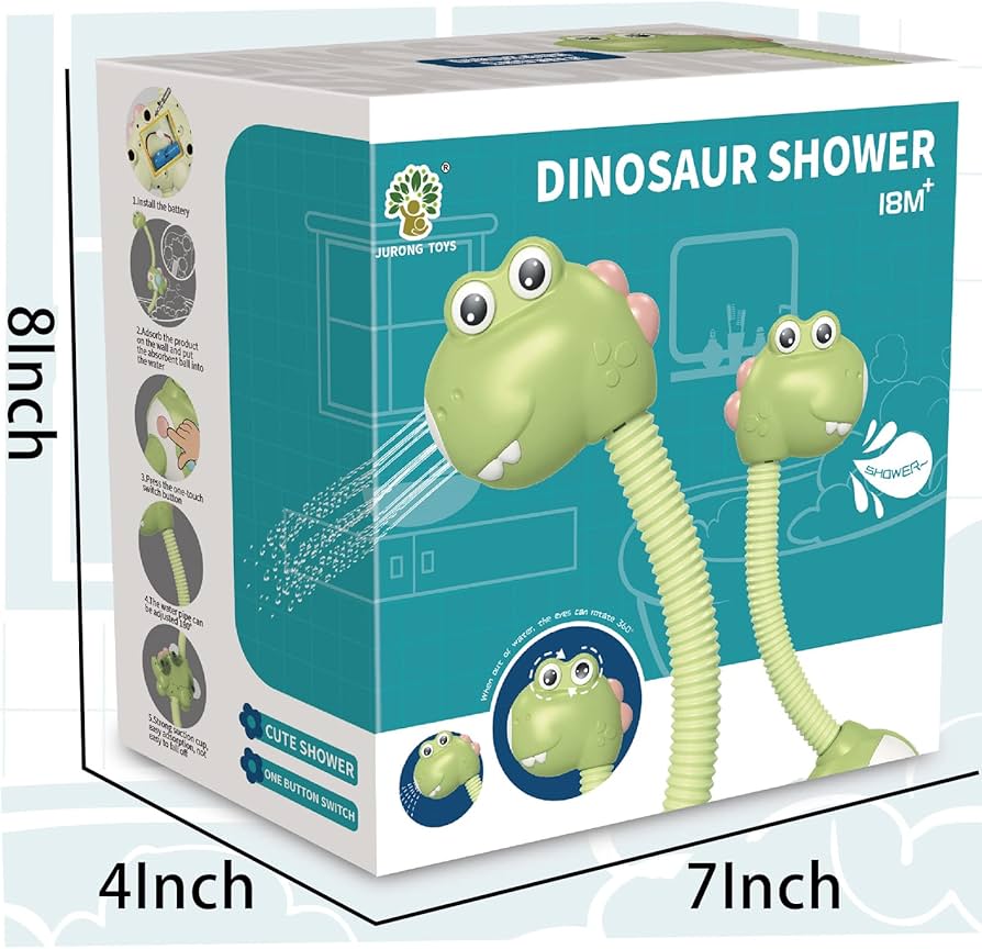 Regadera Interactiva de Dinosaurio para Baño – Chorro de Agua Ajustable