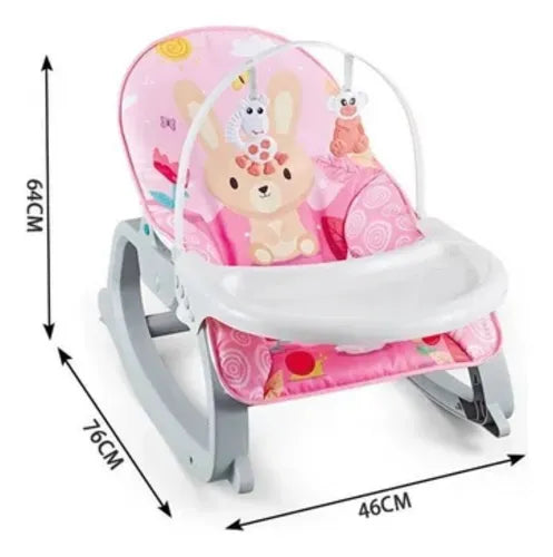Silla Mecedora Evolutiva 3 en 1 – Diseño Rosado con Conejito