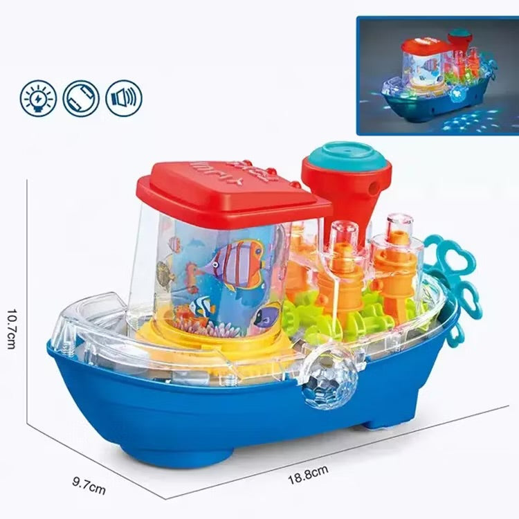 Barco de Juguete Eléctrico con Luces, Música y Sistema Anti-Choques