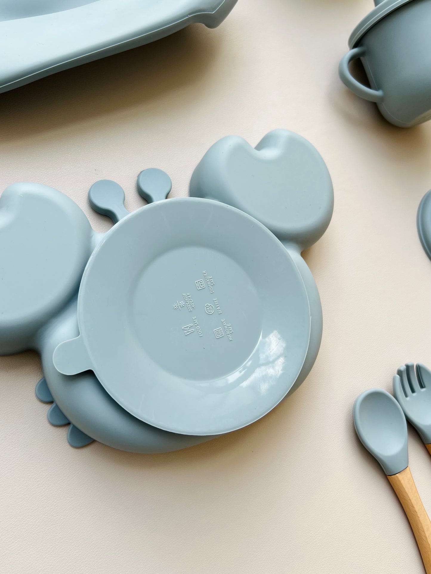 SET DE ALIMENTACIÓN COMPLEMENTARIA CANGREJO COLOR AZUL EMPOLVADO