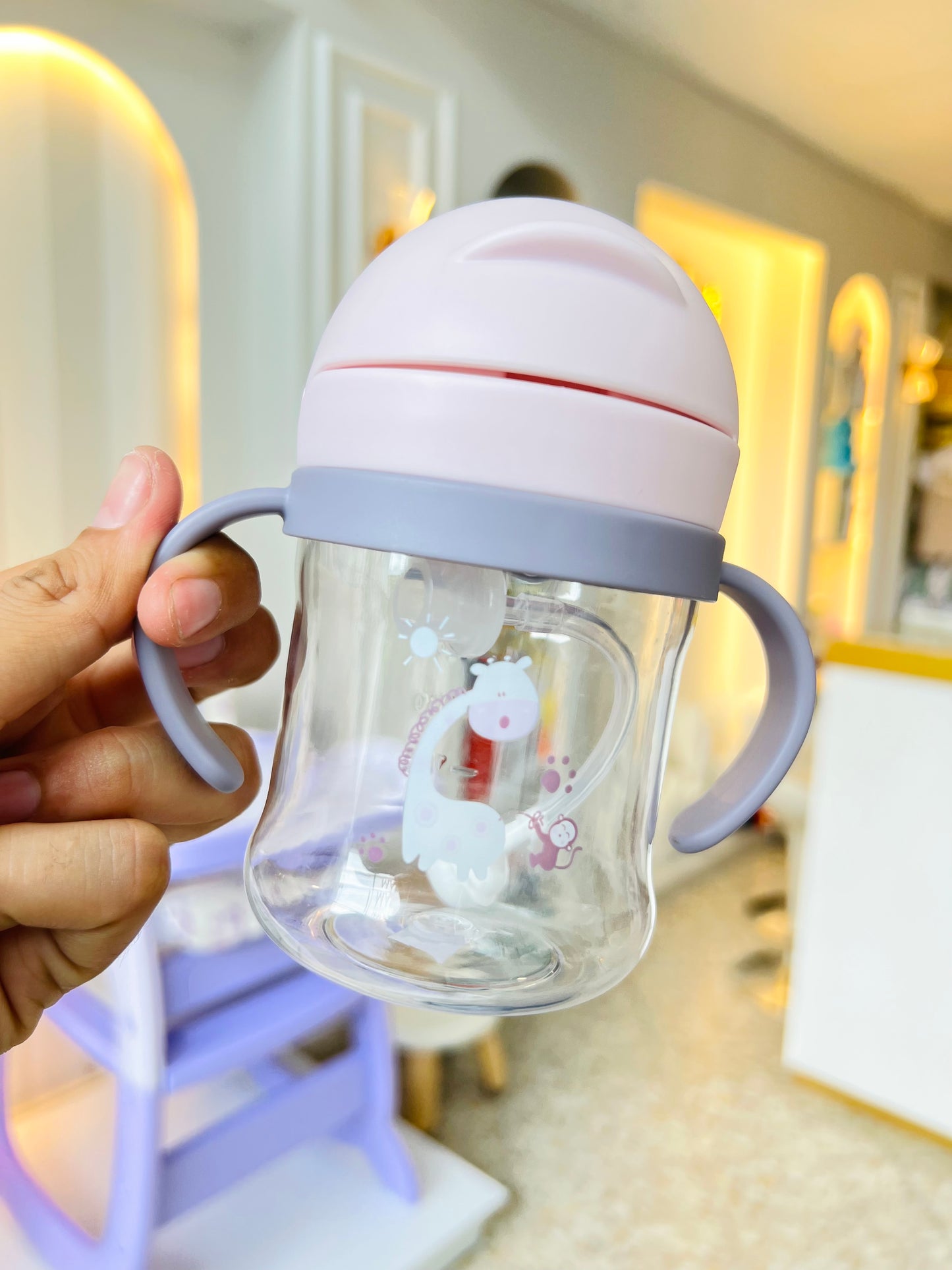 Vaso entrenador con pitillo y asas