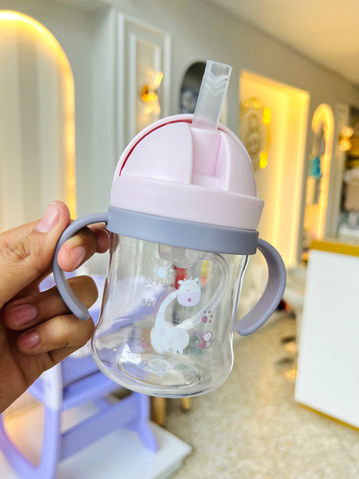 Vaso entrenador con pitillo y asas