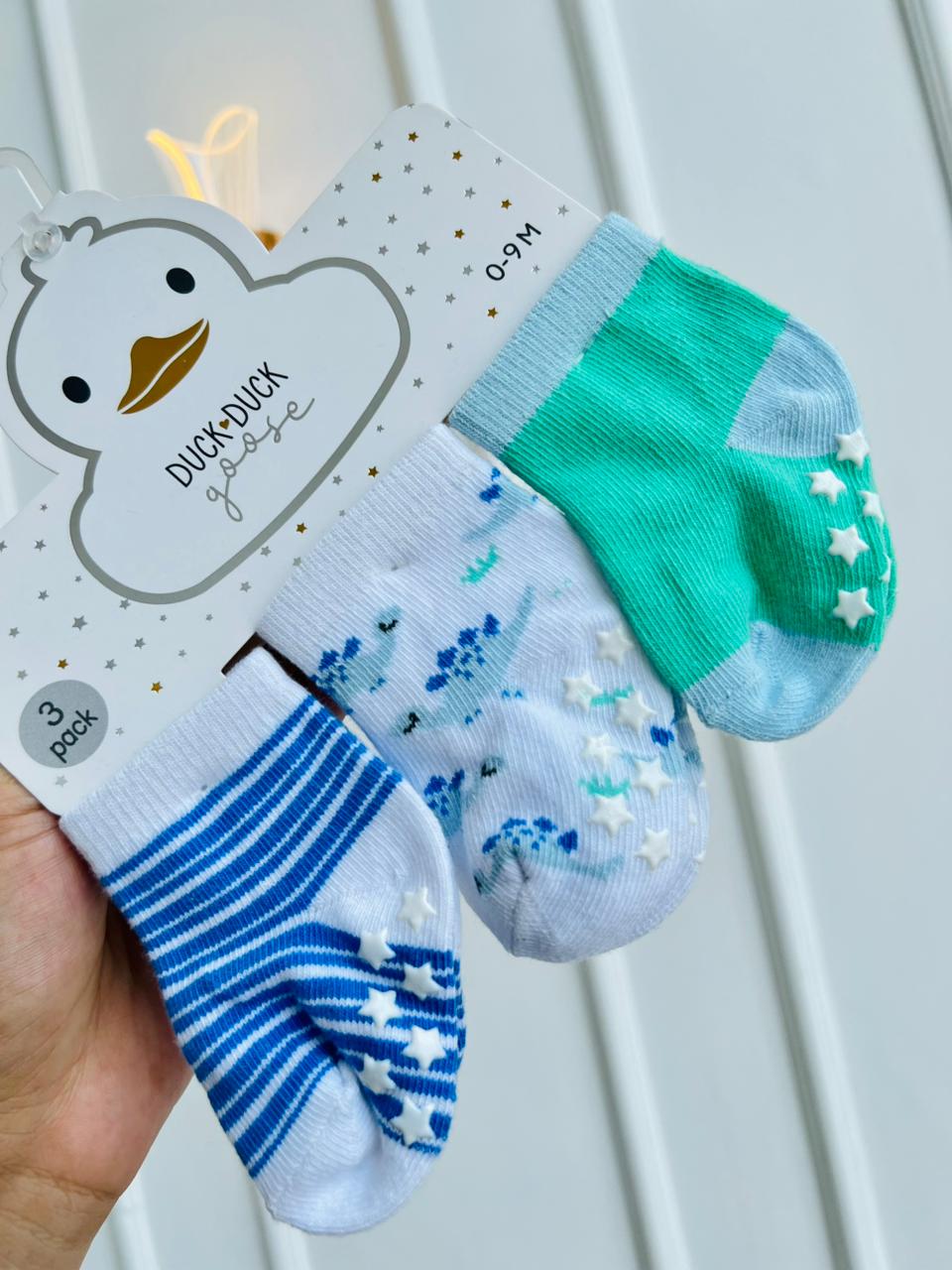 SET MEDIAS ANTIDESLIZANTES DUCK DUCK GOOSE - PACK DE 3 PARES - 0 A 9 MESES