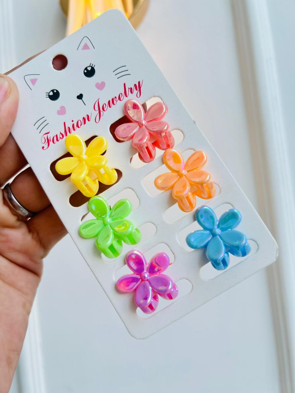 SET DE GANCHOS PARA NIÑA - DISEÑO FLORES - MULTICOLOR