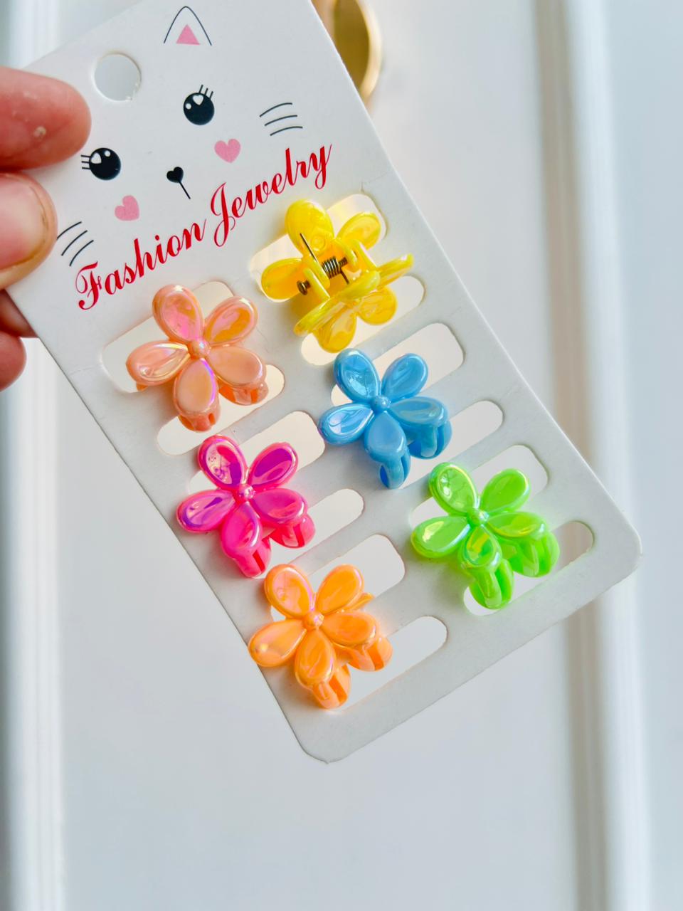 SET DE GANCHOS PARA NIÑA - DISEÑO FLORES - MULTICOLOR