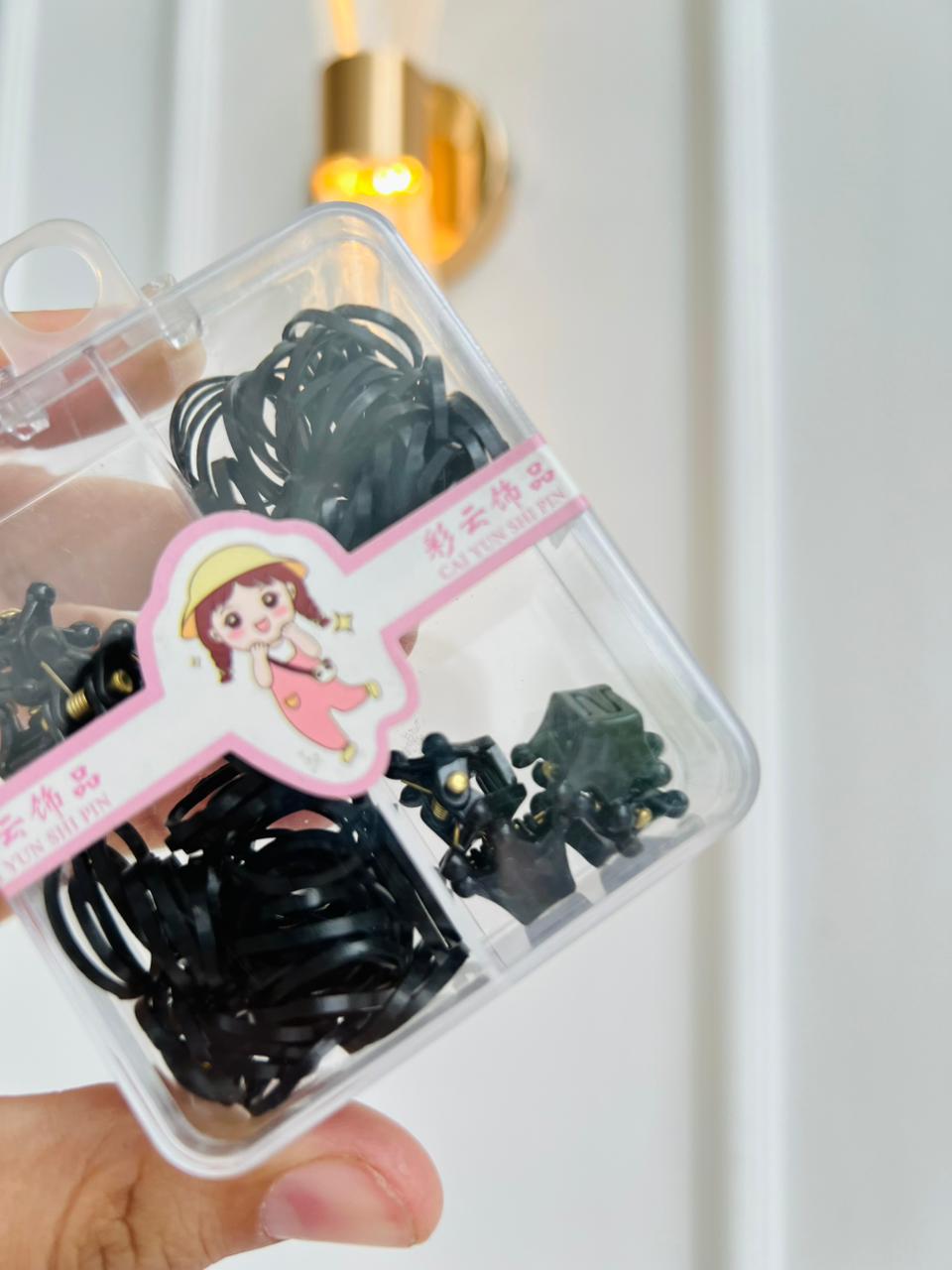 SET DE ACCESORIOS PARA EL CABELLO INFANTIL - KIT DE GANCHOS Y BANDITAS