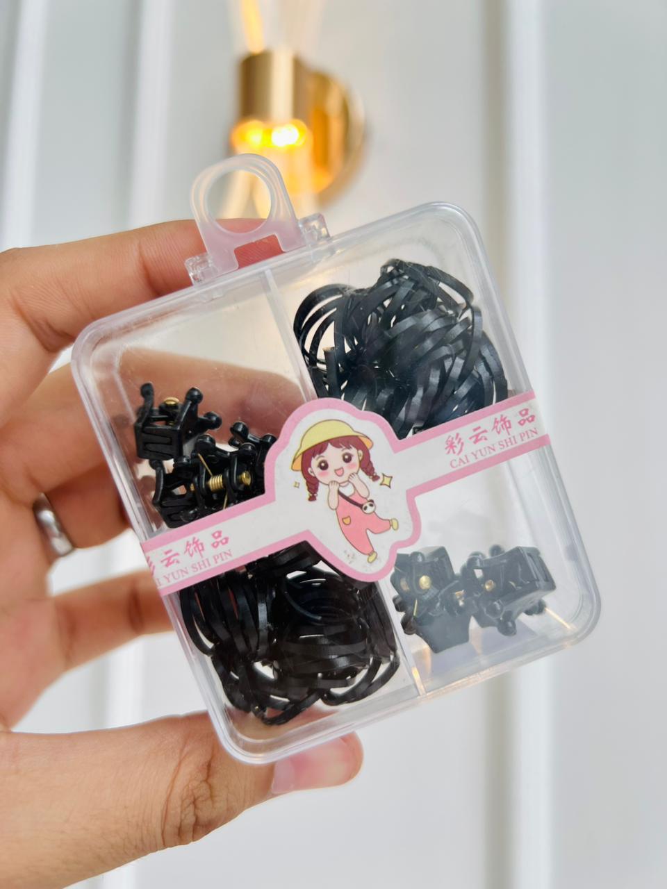 SET DE ACCESORIOS PARA EL CABELLO INFANTIL - KIT DE GANCHOS Y BANDITAS