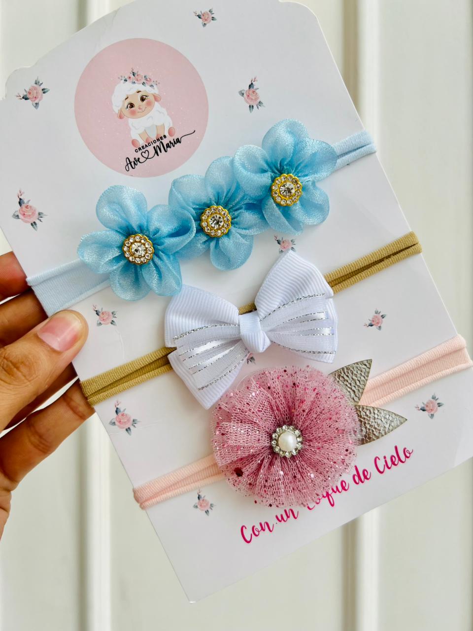 SET DE DIADEMAS PARA BEBÉ CON LAZO - MULTICOLOR