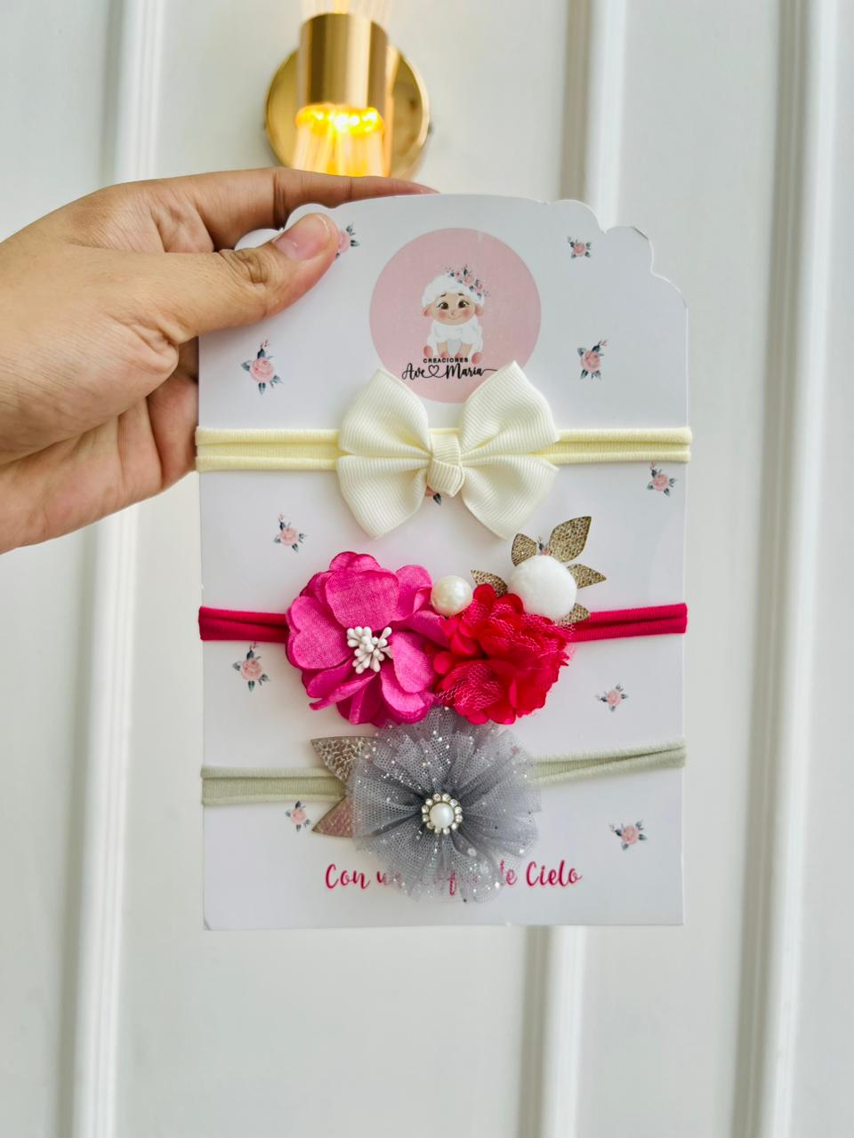 SET DE DIADEMAS PARA BEBÉ CON LAZO - MULTICOLOR