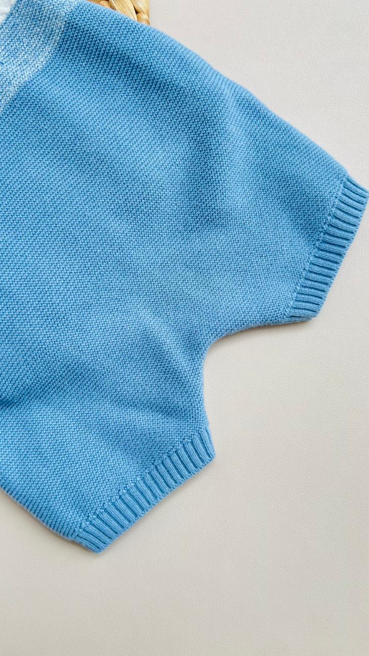 CONJUNTO PARA BEBÉ - OVEROL BICOLOR TEJIDA CON CAMISA