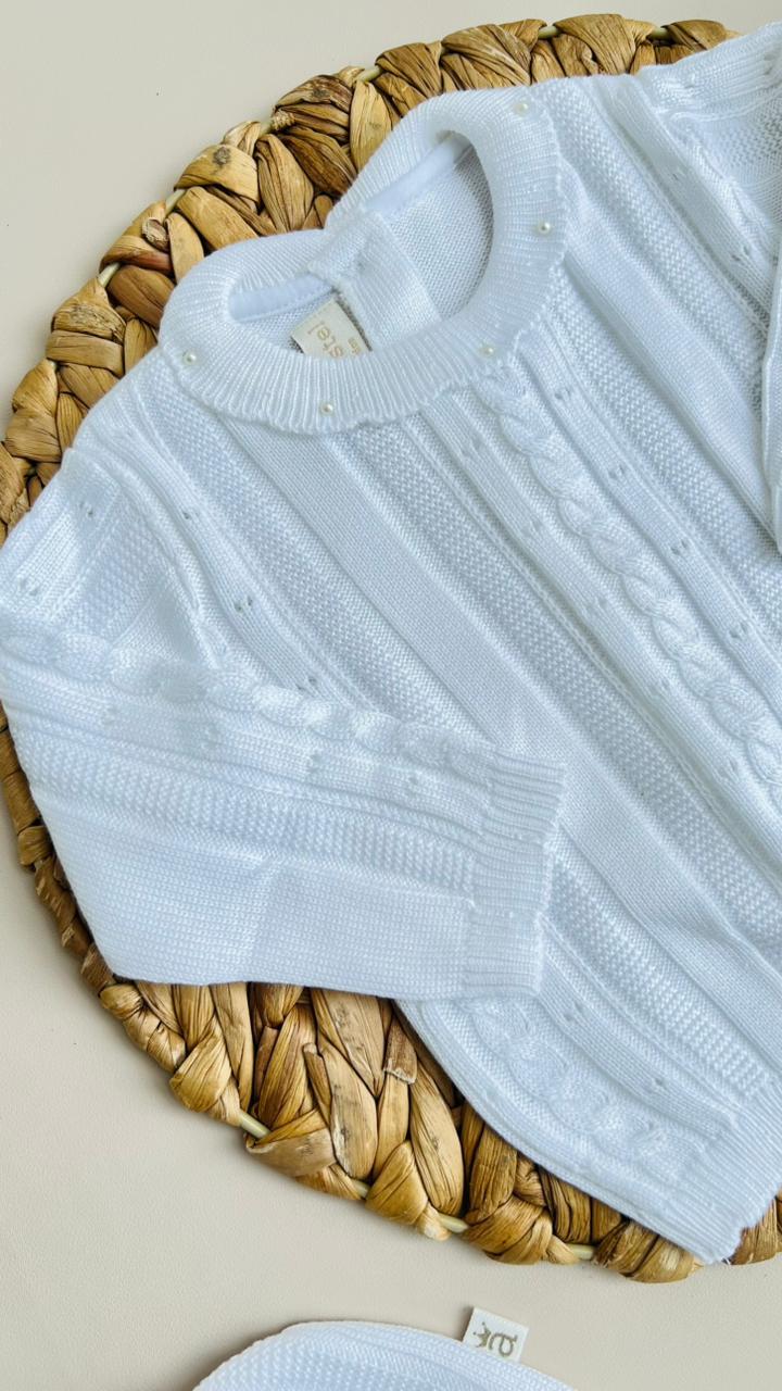 CONJUNTO CLASICO PARA BEBÉ - 4 PIEZAS - COLOR BLANCO
