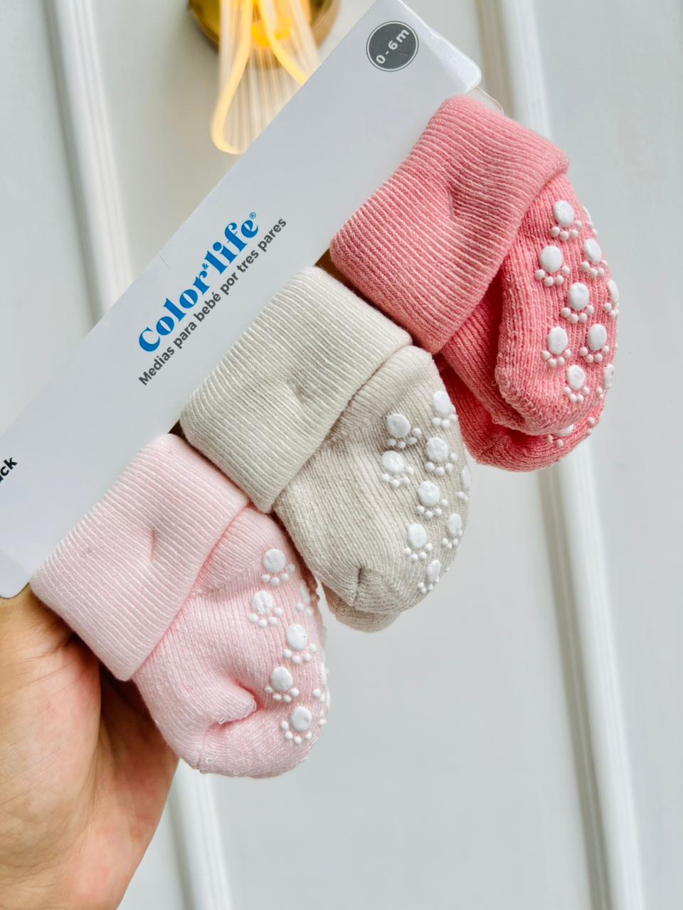 SET MEDIAS MERLINO - PACK DE 3 PARES - 0 A 6 MESES - COLOR LIFE