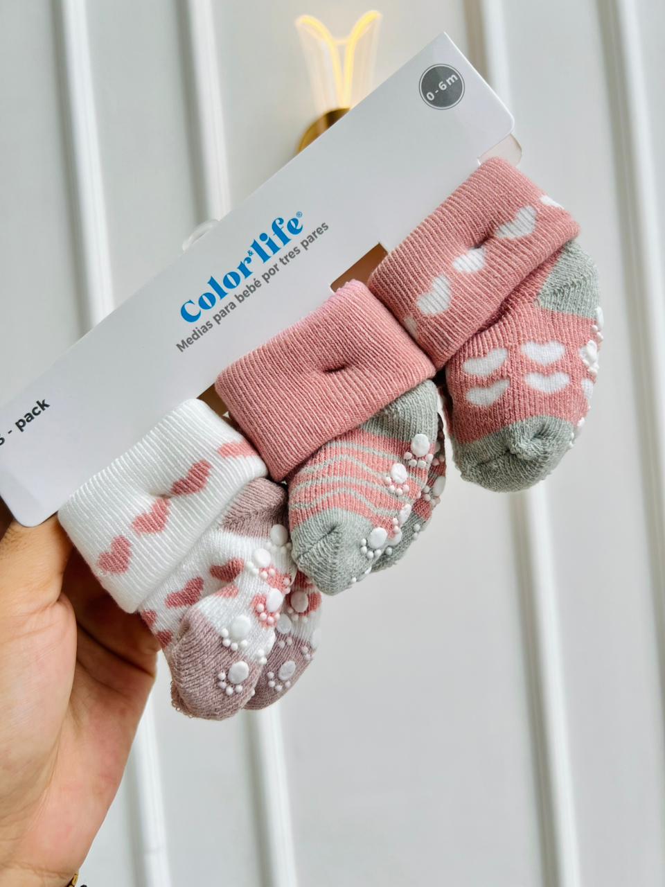 SET MEDIAS MERLINO - PACK DE 3 PARES - 0 A 6 MESES - COLOR LIFE