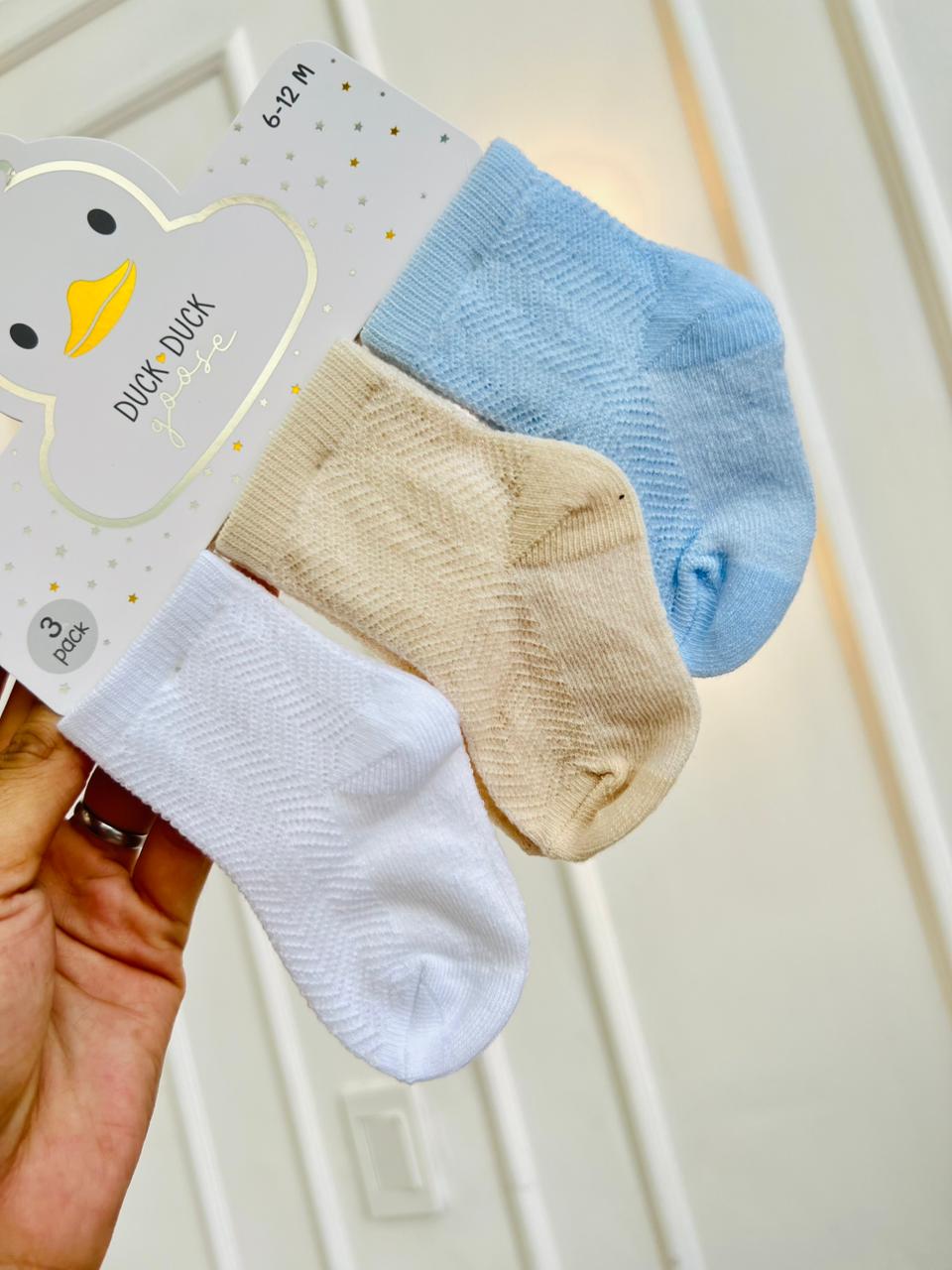 SET MEDIAS PLUSH ¨DUCK DUCK GOOSE¨ X3 - 6 A 12 MESES